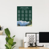 Hochzeits-Sitzplan Bergflorales Smaragdgrün Poster (Heimbüro)