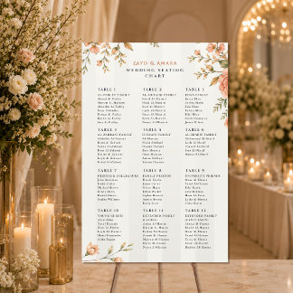 Hochzeits-Sitzplan | Florales Empfangsschild Poster