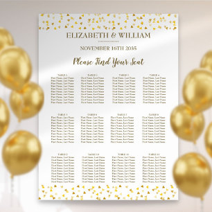 Hochzeits-Sitzplan Golden Hearts Poster