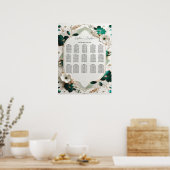 Hochzeits-Sitzplan mit floraler Begrünung Poster (Küche)