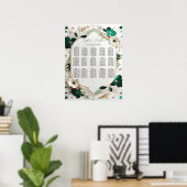 Hochzeits-Sitzplan mit floraler Begrünung Poster (Heimbüro)