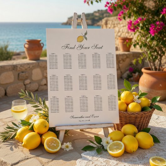 Hochzeits-Sitzplan mit Zitrone | Hochzeit an der A Poster