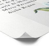 Hochzeits-Sitzplan-Schild | Wasserfarbene Blaue Li Poster (Ecke)