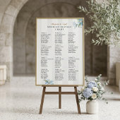 Hochzeits-Sitzplan-Schild | Wasserfarbene Blaue Li Poster