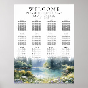 Hochzeits-Sitzplan Waldsee Wildblumen Poster