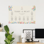 Hochzeits-Sitzplanposter mit Wildblumen Poster (Heimbüro)