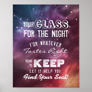 Hochzeits-Sitzplatz-Glas für die Nacht Finden Sie  Poster
