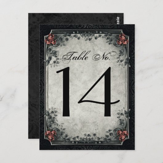 Hochzeits-Skelette schwarz u. graue Tischnummern (Vorne/Hinten)