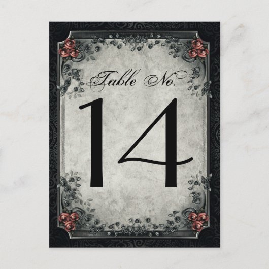 Hochzeits-Skelette schwarz u. graue Tischnummern (Vorderseite)