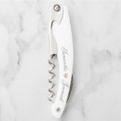 Hochzeits-Skript-Rosen-GoldGlitzer-Herz mit Kellnermesser (Vorderseite)