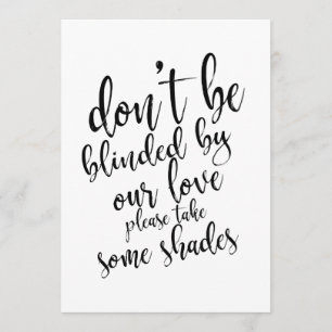 Hochzeits-Sonnenbrillen-Geschenke günstiges Schild Einladung