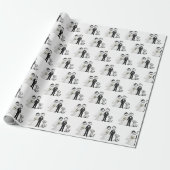 Hochzeits-Strichmännchen mit Trauzeugen-Hund Geschenkpapier (Ungerollt)