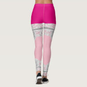 Hochzeits-Strumpfbandmuster der Spitzebräute rosa Leggings (Rückseite)