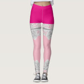 Hochzeits-Strumpfbandmuster der Spitzebräute rosa Leggings (Vorderseite)