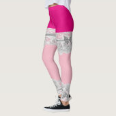 Hochzeits-Strumpfbandmuster der Spitzebräute rosa Leggings (Links)