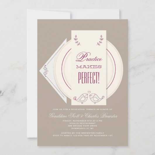 Hochzeits-Tabellen-Proben-Abendessen-Einladung Einladung (Vorderseite)