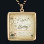 Hochzeits-Tag für immer u. immer personalisiert Vergoldete Kette<br><div class="desc">Schönes Geschenk für die Braut für ihre Hochzeit personifizieren mit Braut und Bräutigame Name und Hochzeits-Datum</div>
