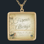 Hochzeits-Tag für immer u. immer personalisiert Vergoldete Kette<br><div class="desc">Schönes Geschenk für die Braut für ihre Hochzeit personifizieren mit Braut und Bräutigame Name und Hochzeits-Datum</div>