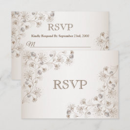 Hochzeits-Tan-Blumen-Herz-Muster Elegant Vintage RSVP Karte