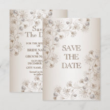Hochzeits-Tan-Blumen-Herz-Muster Elegant Vintage