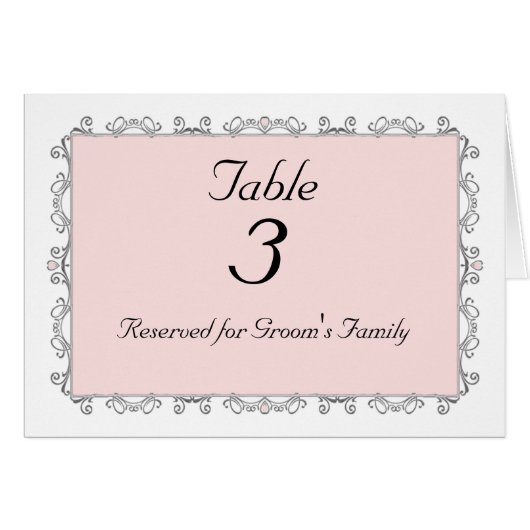 Hochzeits-Tischnummer-Karte (Vorderseite (Horizontal))
