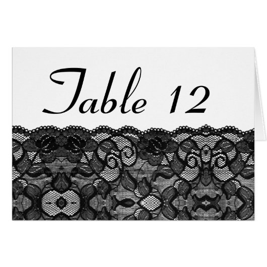 Hochzeits-Tischnummer-Vintage schwarze Spitze (Vorderseite (Horizontal))