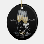 Hochzeits-Toast unsere erste Weihnachtsverzierung Keramikornament (Links)