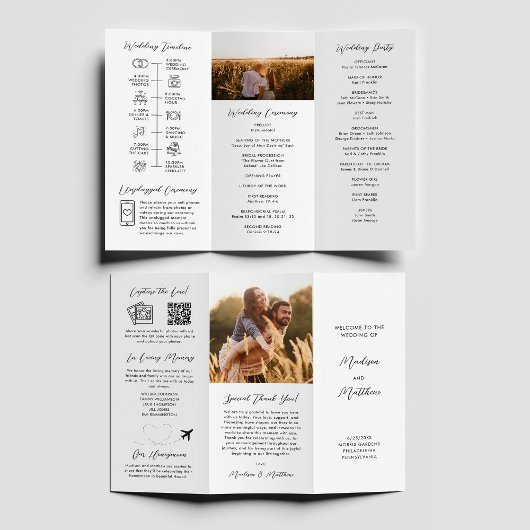Hochzeits-Trifalt-Programm Infografik Zeitplan Flyer