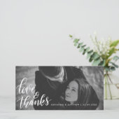 Hochzeits-Typografie-Liebe und Paar-Foto des Dankeskarte (Stehend Vorderseite)