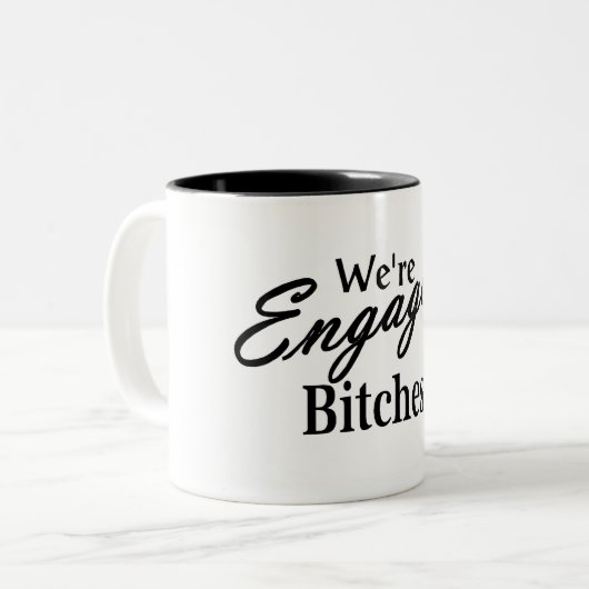 Hochzeits-Verlobung Zweifarbige Tasse (Vorderseite Links)