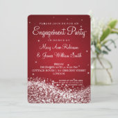 Hochzeits-Verlobungs-Party-funkelndes Wellen-Rot Einladung (Stehend Vorderseite)