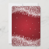 Hochzeits-Verlobungs-Party-funkelndes Wellen-Rot Einladung (Rückseite)