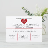 Hochzeits-Verlobungs-Rotherz des islamischen Einladung (Stehend Vorderseite)