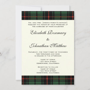 Hochzeits- Vintage, Tartan Davidson modernes Muste Einladung