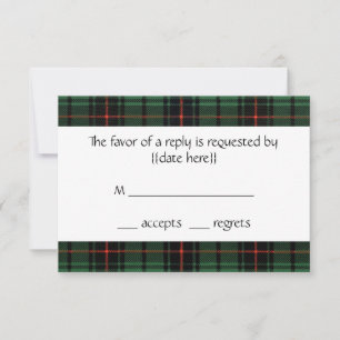 Hochzeits- Vintage, Tartan Davidson modernes Muste RSVP Karte