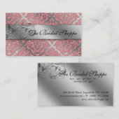 Hochzeits-Visitenkarte-Damast-Blumenbaby-Rosa Visitenkarte (Vorne/Hinten)