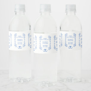 Hochzeits-Wasserflaschenetikett Blaue Saphir-Glock Wasserflaschenetikett
