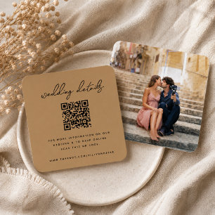 Hochzeits-Website-Einlegerkarte   Goldener QR-Code Begleitkarte