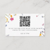 Hochzeits-Website-QR-Code Wildblumengarten Weiß Begleitkarte (Rückseite)