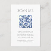 Hochzeits-Website Scan QR-Code Monogramm blau weiß Begleitkarte (Rückseite)