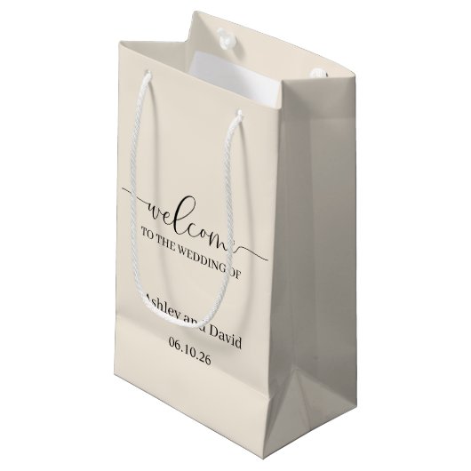 Hochzeits-Willkommensgeschenktasche Kleine Geschenktüte (Vorderseite Schrägansicht)