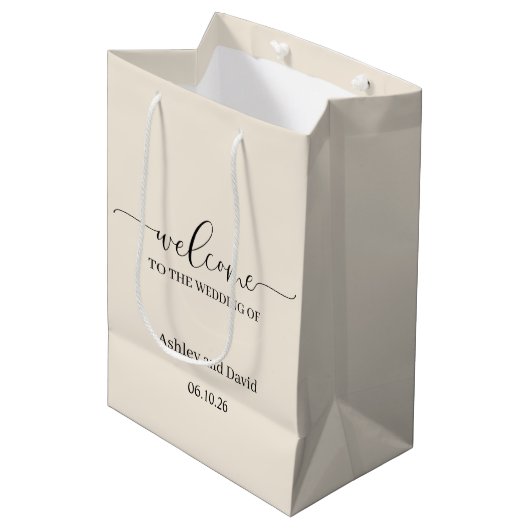 Hochzeits-Willkommensgeschenktasche Mittlere Geschenktüte (Vorderseite Schrägansicht)