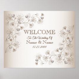 Hochzeits-Willkommensschild Party Floral Elegantes Poster