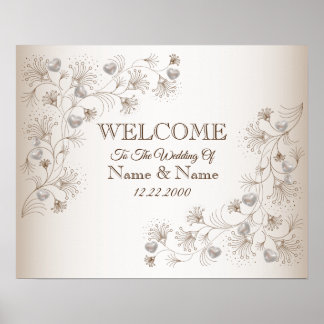 Hochzeits-Willkommensschild Party Floral Elegantes Poster