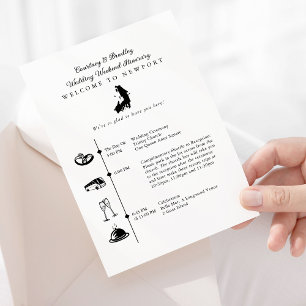 Hochzeits-Wochenend-Itinerary-Zeitplan Newport RI Begleitkarte