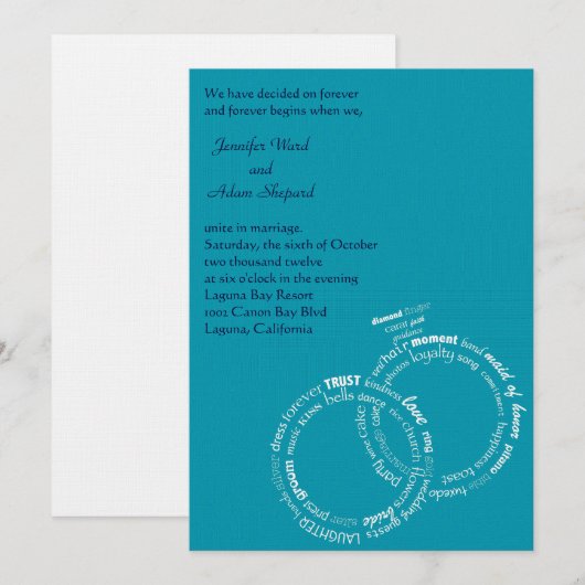 Hochzeits-Wörter Einladung (Vorne/Hinten)