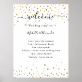 Hochzeits-Zeitplan-Programm goldene Herzen Willkom Poster (Vorne)