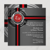 Hochzeits-Zeremonie-Einladungs-rotes Silber Einladung (Vorne/Hinten)