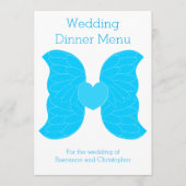 Hochzeitsabend Menü Blue Angel Wings Herzdesign Menükarte (Vorderseite)