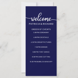 Hochzeitsablauf Elegant Navyblau und Weiß